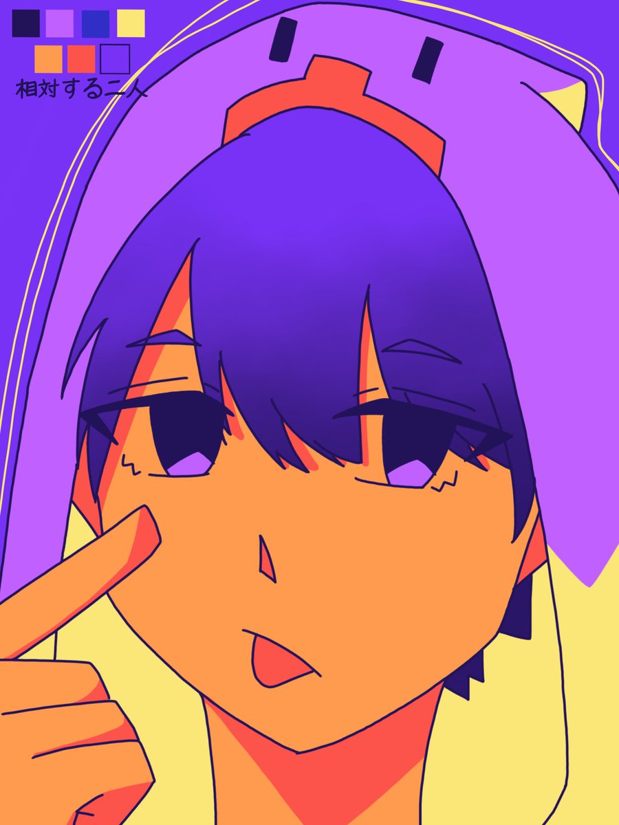 masumoru's tweet photo. 2回行動。
ワンドロ＋30
カラパレお借りしました。
No.17相対する2人 https://t.co/D305OeXJnD