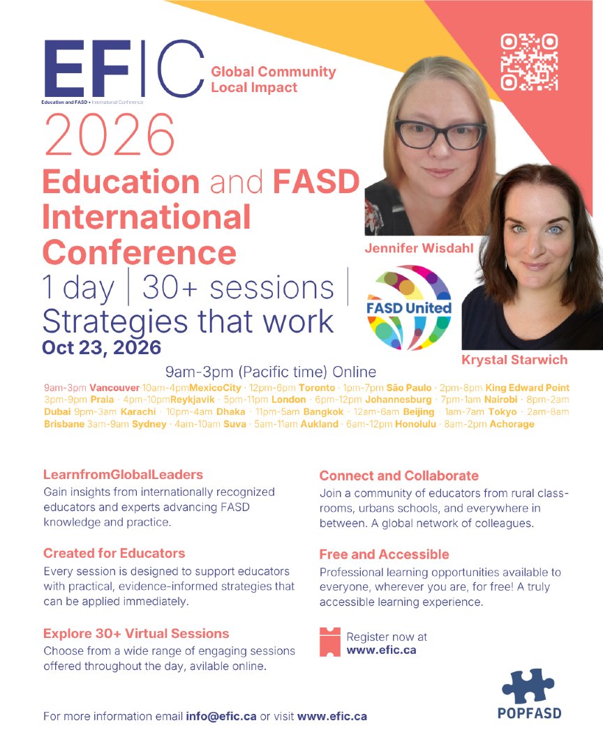 FASDUnited's tweet photo. ๐ We're excited to announce that Jennifer Wisdahl and Krystal Starwich will be speaking at the inaugural Education and FASD International Conference!
๐
Oct 23 2026
๐ป FREE & virtual
Register: https://t.co/Jfo31xtMwZ
#FASD #Education #SpecialEducation #ProfessionalDevelopment https://t.co/HC5NaQXu6s