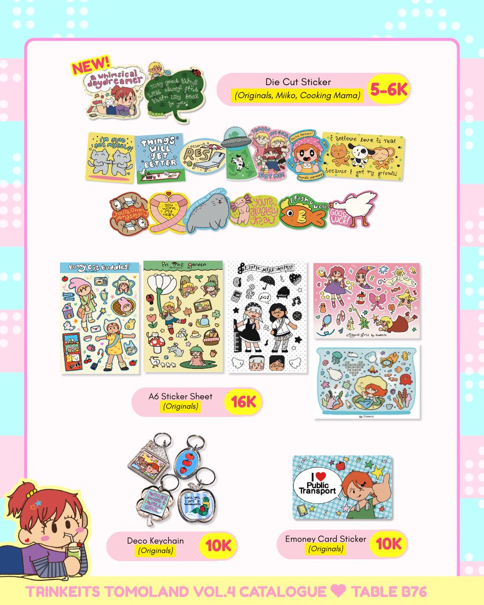 trinkeits's tweet photo. 💙 + 🔁 are very appreciated!

[TRINKEITS TOMOLAND Vol.4 CATALOGUE]

🍀 Table B76
📍 Grand Indonesia
🗓️ 7-9 August 2026
🎟️ FREE ENTRY!⭐️

(Originals, Miiko, Cooking Mama, Ponyo)

Pick-Up orders are available for 20 Slots only, please DM me if you’re interested! (˶˃ ᵕ ˂˶) .ᐟ.ᐟ https://t.co/gwDDVP5odP