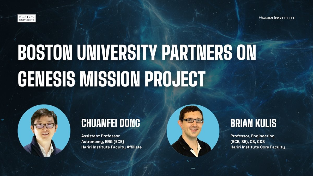 BU_Computing's tweet photo. BU researchers Chuanfei Dong and Brian Kulis are part of a new @ENERGY Genesis Mission award. The Princeton-led collaboration will develop AI tools and a digital twin of FLARE to better understand magnetic reconnection, with applications to space weather and fusion. https://t.co/fO463WJXud