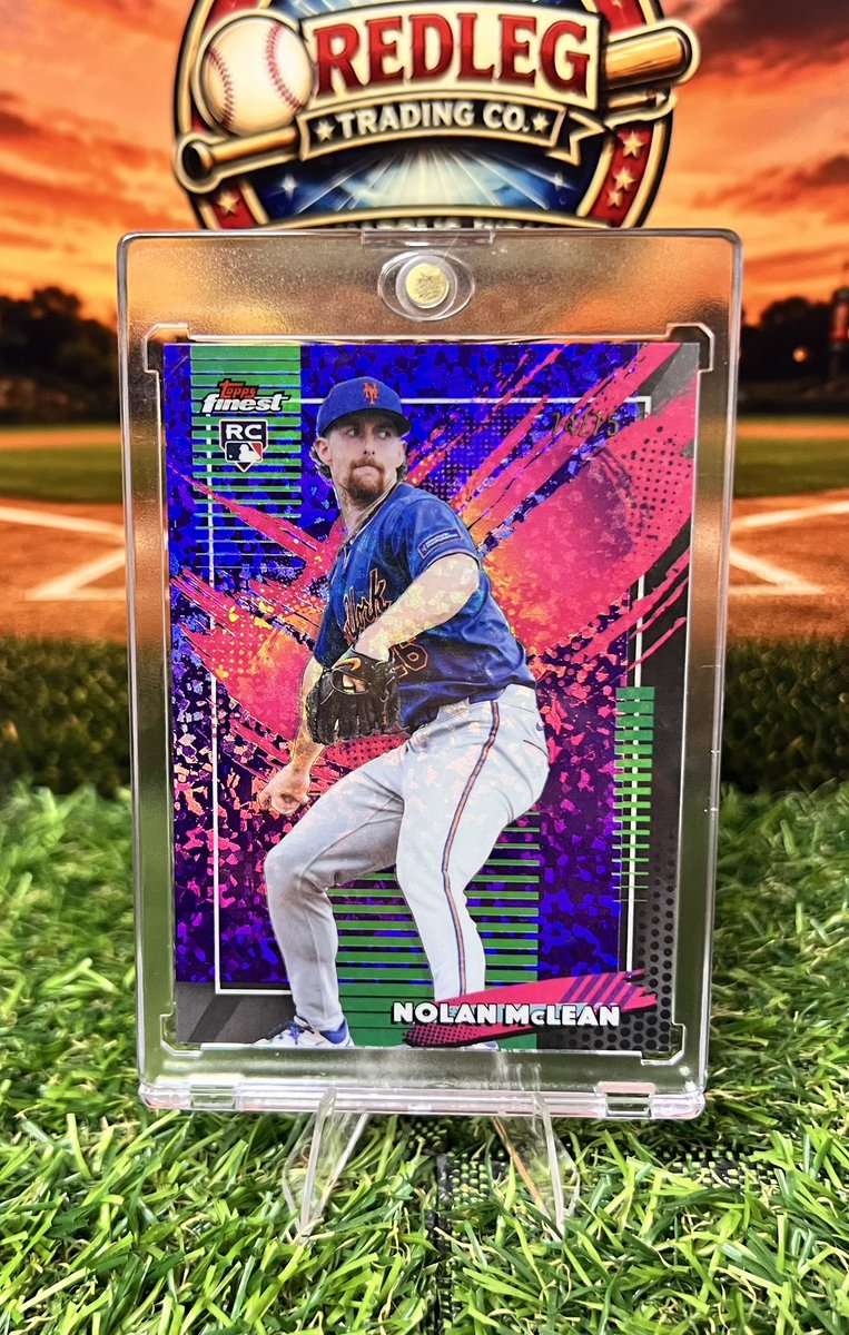 Redsfantan's tweet photo. 🔥 FS/NFT 🔥
2026 Topps Finest Nolan McLean RC Rare Purple Mini Diamonds /75 💎
Pack fresh. Clean copy.
💲30 shipped BMWT
PayPal F&F, Venmo, or Cash App.
First claim or DM takes it. Thanks! ⚾️
#ToppsFinest #BaseballCards #Mets #TheHobby https://t.co/cC9Qj0cocC