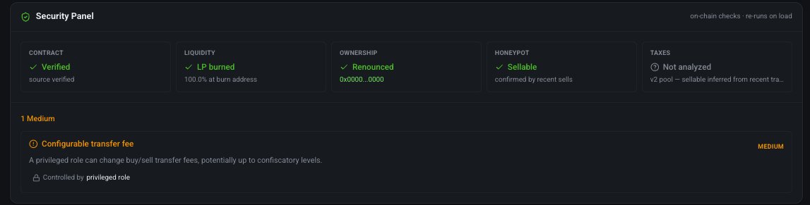 itsallghood's tweet photo. Hi @GoPlusSecurity ,

We appreciate everything you do for the space, but could you please review and remove the incorrect flag on our contract?

Blockaid, Dexscreener, Axiom Trade, Serialized, and several other platforms have reviewed the contract and confirmed that it is safe. We have also attached the relevant Robinscan information for reference.

The claim that our contract owner can suspend trading is inaccurate, as the contract does not contain that functionality.

Please let us know once this has been reviewed and corrected. Thank you!