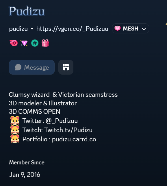 _Pudizuu's tweet photo. ‼️ SCAM ALERT ‼️
There is currently an account on discord pretending to be me asking previous clients for "commissions" paid outside of VGen, THIS IS NOT ME!, for comparison, the first profile is the scammers, the second is mine
PLEASE NOTE THE MEMBER SINCE DATE! https://t.co/7h6vLrzb9H