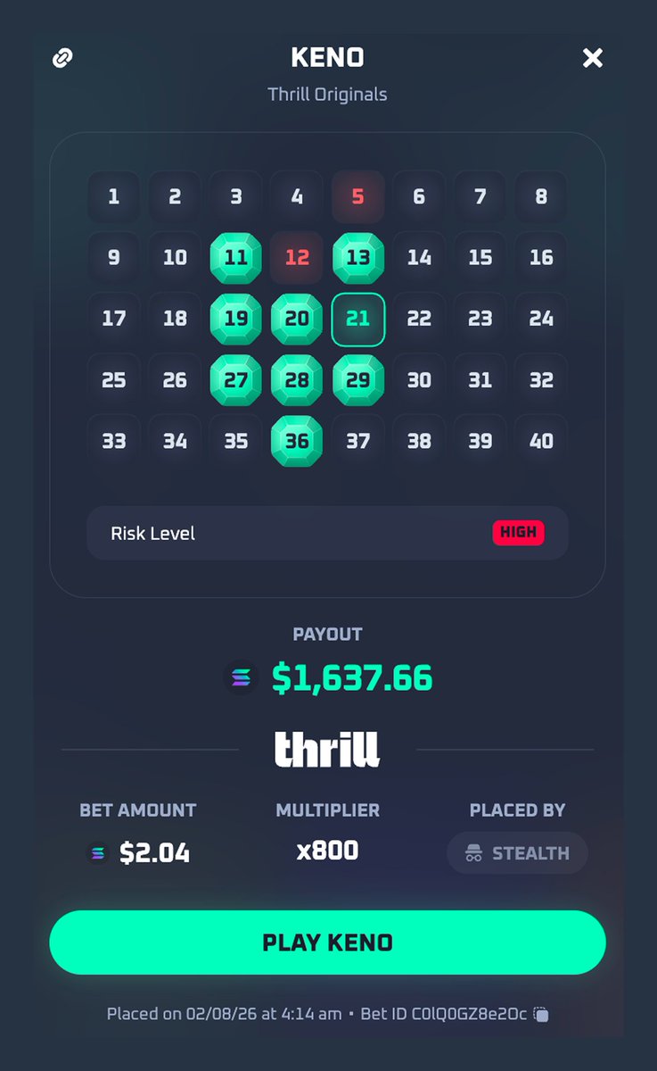 Thrill_com's tweet photo. 🔥 Incredible Keno hits.

What are your favourite numbers to play? https://t.co/zrOcul3Mzj