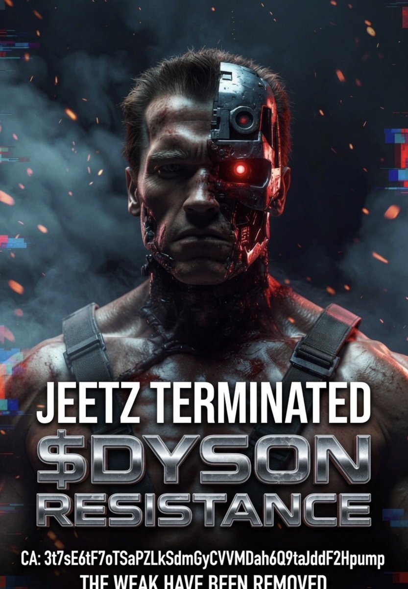 OfficalDYSON's tweet photo. The Jeetz have been terminated.
Weak hands couldn’t handle the heat.
They sold.
They’re gone.
What’s left is pure Resistance.
$DYSON is still standing.
Stronger. Cleaner. More dangerous than ever.
The future is not set.
But the weak ones are already out of the timeline.
CA: 3t7sE6tF7oTSaPZLkSdmGyCVVMDAh6Q9taJddF2Hpump
https://t.co/YgUAlL0fq6
https://t.co/Ta04VfgzK3
Join the ones who stay.
@OfficalDYSON
#DYSON #Solana #Resistance #JeetzTerminated