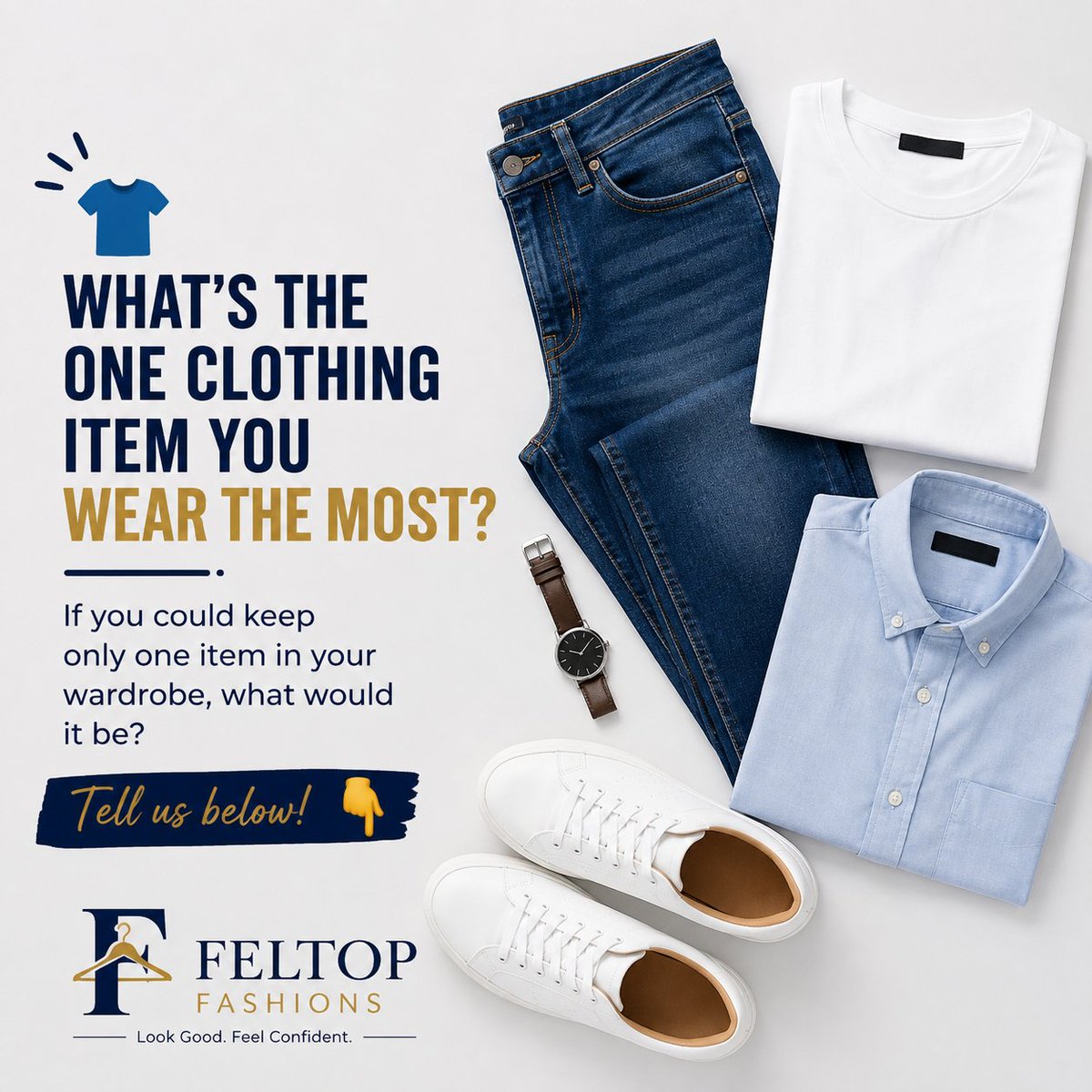 Feltopfashions's tweet photo. What's one fashion item you can't live without?
#FeltopFashions #FashionQuestion #WardrobeEssentials #FashionTalk #StyleInspiration #OOTD #EverydayStyle #FashionLovers #StyleMatters #WardrobeGoals https://t.co/pSsHDcdaxN
