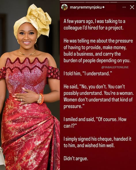 yabaleftonline's tweet photo. "Society has long celebrated men as providers, while treating many women's contributions as expected or invisible" – Actress, Mary Njoku critiques https://t.co/L7hPXle5Fa