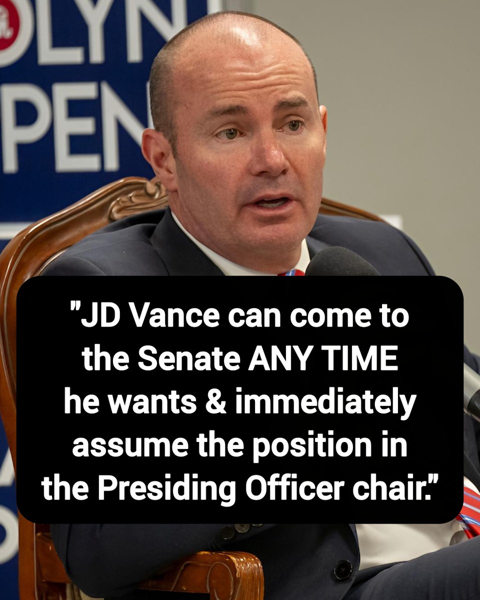 DavidJHarrisJr's tweet photo. Sen. Mike Lee: "JD Vance can come to the Senate ANY TIME he wants &amp; immediately assume the position in the Presiding Officer chair."

Thoughts? https://t.co/qsbSBXgbW8