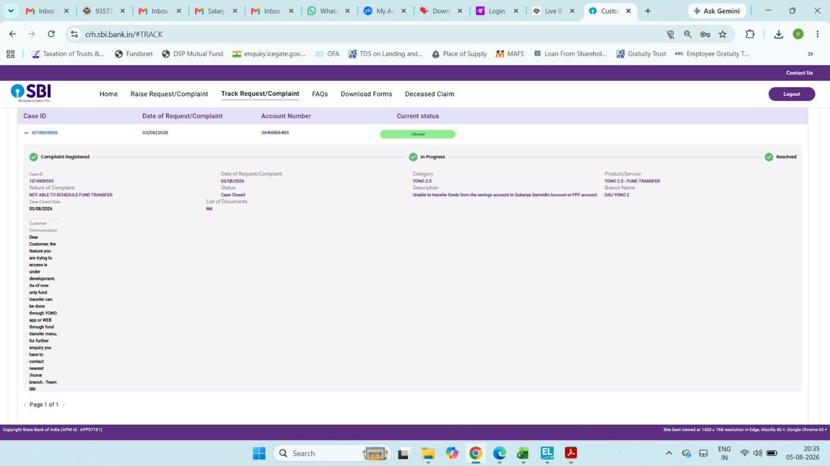 hetamasaria's tweet photo. @OfficialSBICare @OfficialSBICare I don’t know whether your team has understood the issue itself. Fund transfer to Self PPF from SB account was working till last year. How can this feature be under development now. Ref complaint id 1074909555 https://t.co/M16PwYe9rV