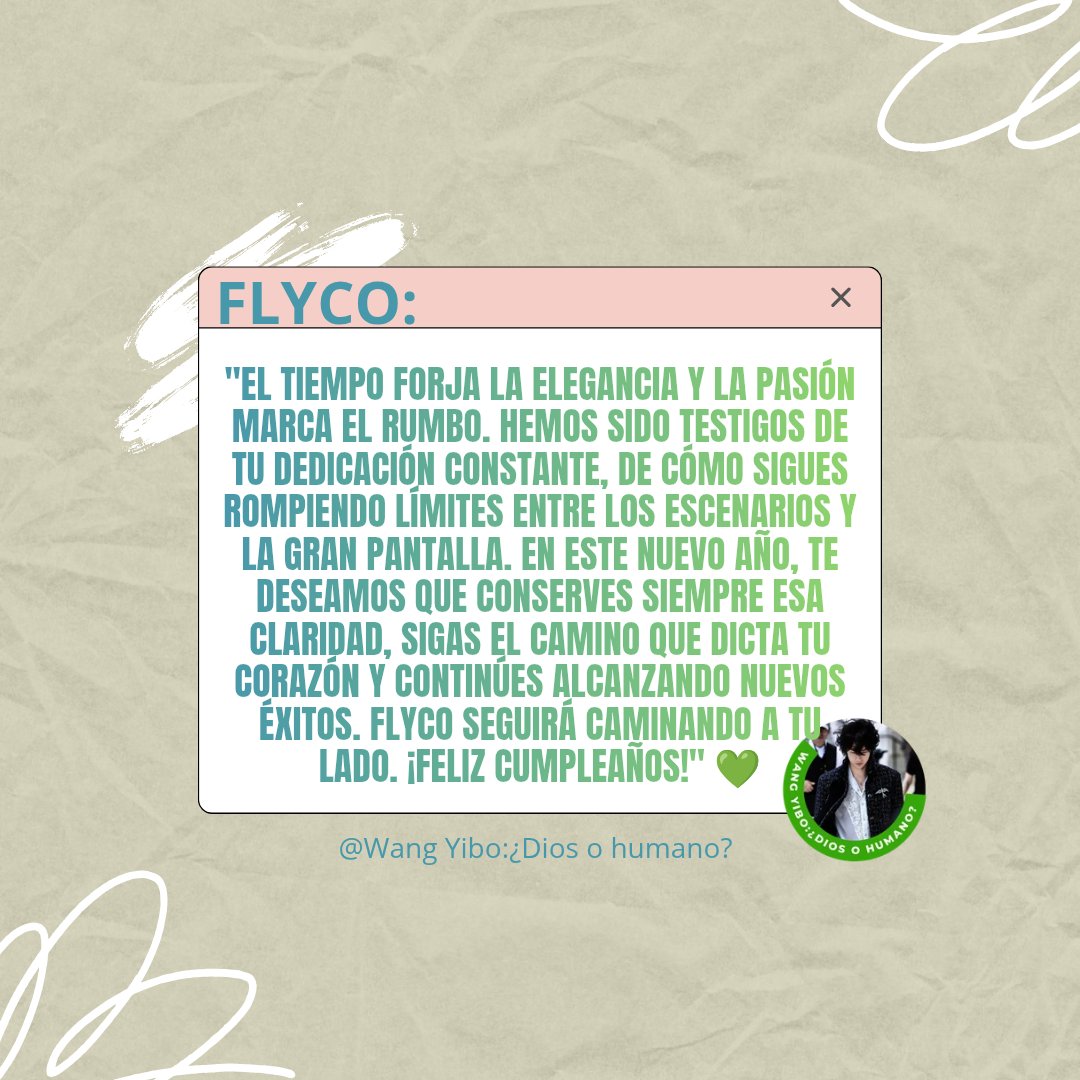 WYBDOH's tweet photo. #Flyco: "En este nuevo año, te deseamos que conserves siempre esa claridad, sigas el camino que dicta tu corazón y continúes alcanzando nuevos éxitos. Flyco seguirá caminando a tu lado. ¡Feliz cumpleaños!" 💚
#WangYiboXFlyco #WangYibo #Flyco #飞科 #王一博 https://t.co/bFya6b5lUi