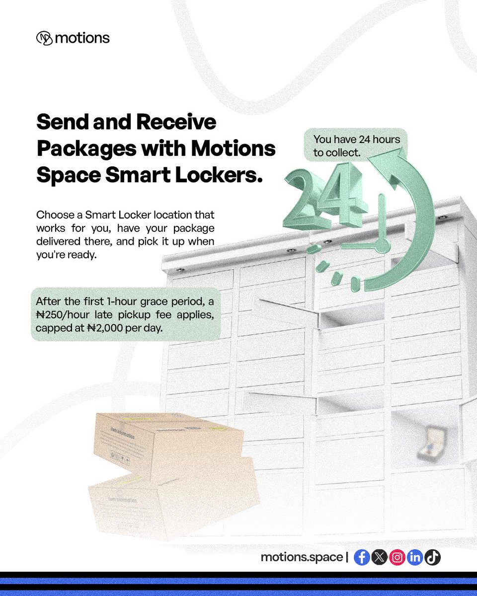 motions_space's tweet photo. No more “I’m outside” calls or rushing home for a package.

Choose a Motions Space Smart Locker, get notified when your package arrives, and pick it up when it suits you.

Set It In Motions. Download Nest by Motions Today. 

https://t.co/yNRjHlYoRD https://t.co/BSl4NVN4Wj