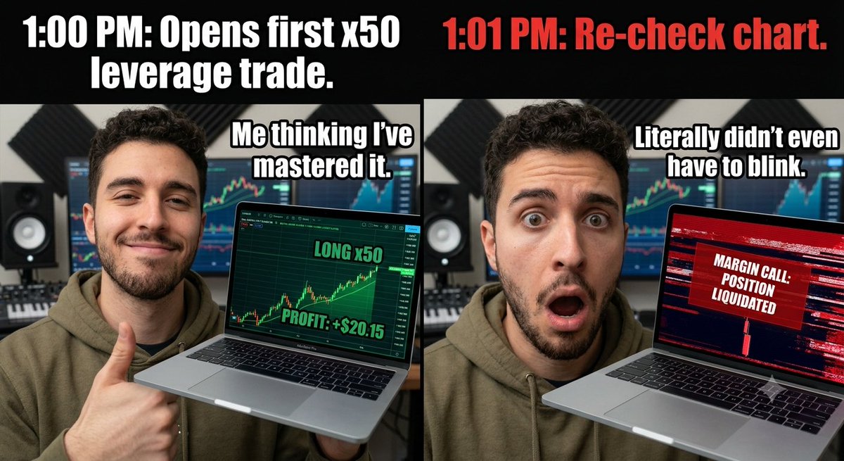 hexarchye's tweet photo. What’s the fastest you’ve ever gotten liquidated?

Just started leverage trading and pretty sure I set a personal speedrun record—literally happened in the blink of an eye. 
 #liquidated #CryptoTwitter