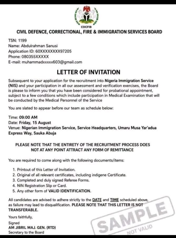 musaHus54670772's tweet photo. My @CDCFIBNG Fams, come here &amp; see what INVITATION LETTER FOR SUCCESSFUL CDCFIB APPLICANTS looks like

This is the type of invitation letter that successful CDCFIB applicants are expected to receive next, very soon

I pray that every candidate who successfully passed the Physical https://t.co/j40O0NLH0t
