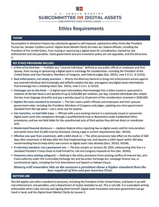 Jessica6aka's tweet photo. 🚨HUGE NEWS: 🇺🇸 President Trump has now AGREED to the new ethics provision sent to the White House.

No more roadblocks for the CLARITY Act.

Pass the bill NOW. https://t.co/sjOW0eoyM7