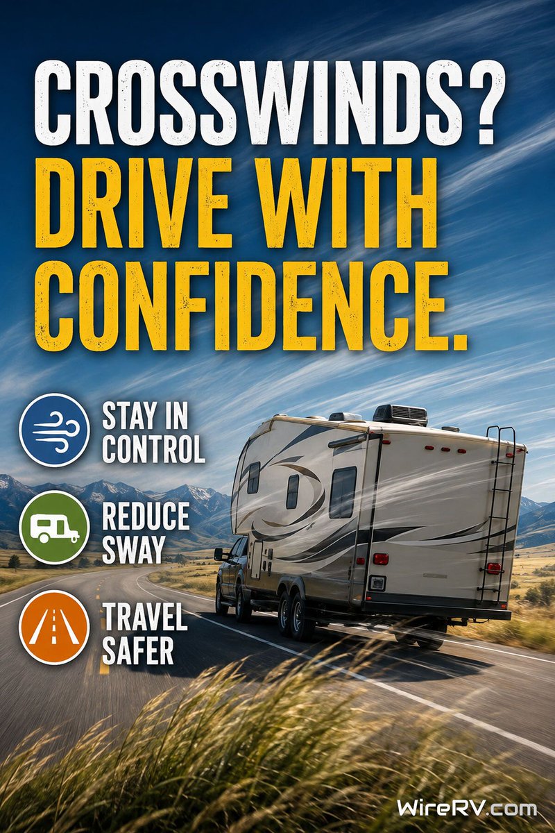 WireRV's tweet photo. Crosswinds don't have to ruin your RV trip. π¬οΈπ Learn how to reduce sway, improve control, and drive with confidence when the wind picks up.
https://t.co/1wzbi81SbC
#RVLife #RVSafety #RVTravel #Camping https://t.co/PdtxUJCIfP