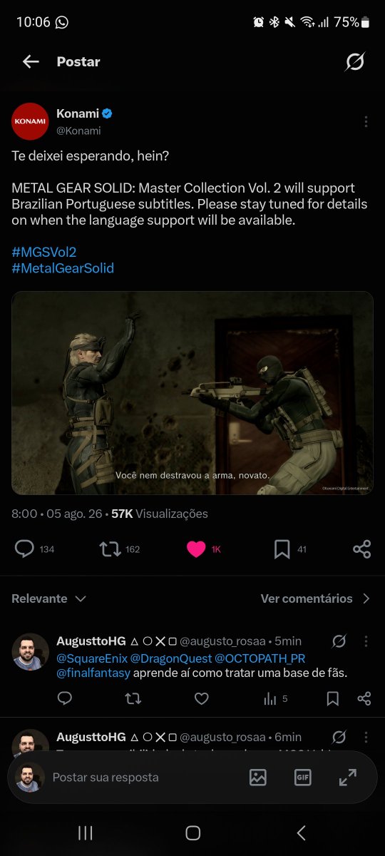 augusto_rosaa's tweet photo. @squareenix_jp A Konami está lançando legendas em português para seus joga relançados, e a SquareEnix continua menosprezando os brasileiros.... https://t.co/cQOpRoJY6h