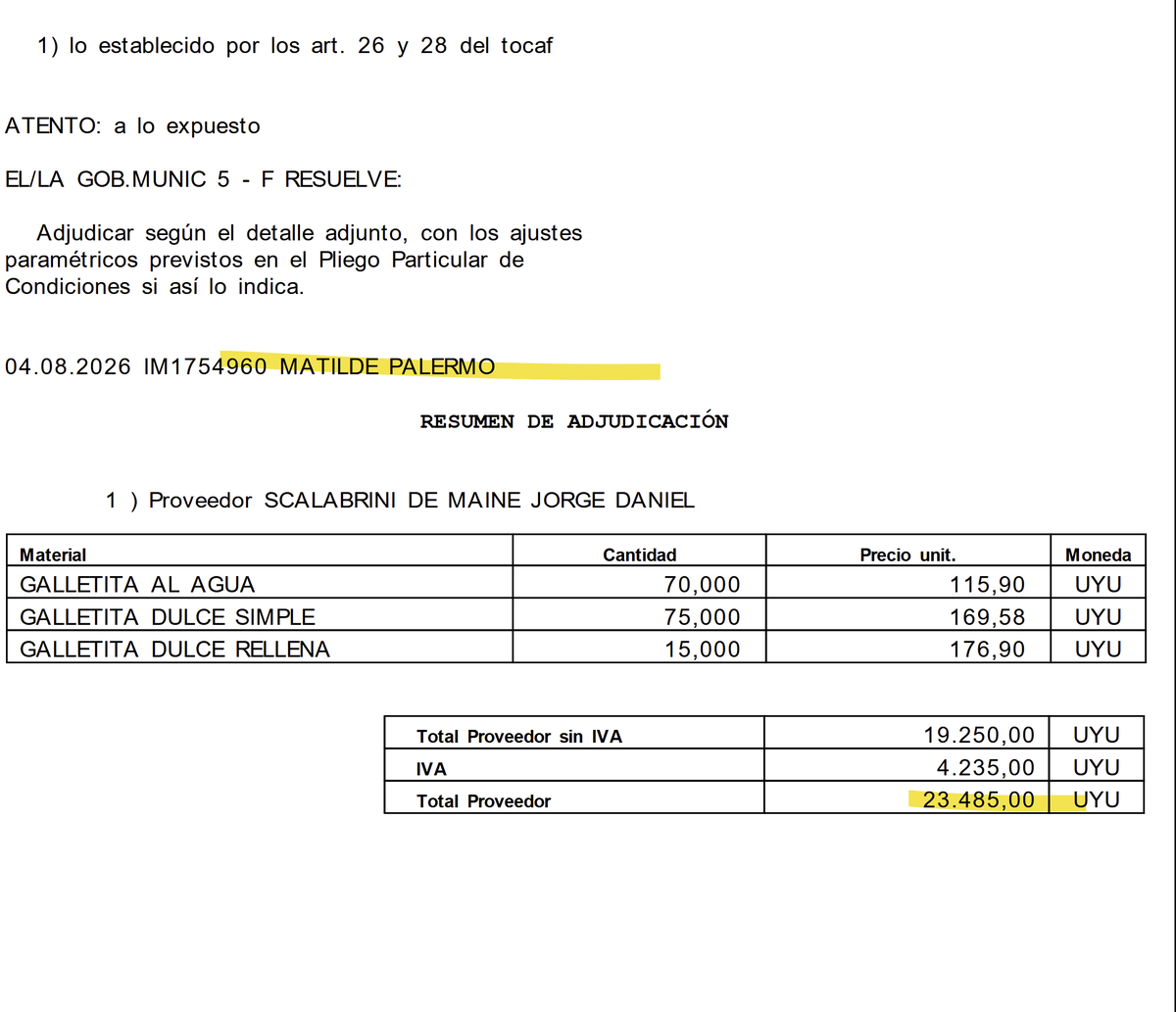 MartinFitz23506's tweet photo. GALLETITAS 🍪: Los montevideanos pagaron $ 23.485 por intermedio del MUNICIPIO F de MATILDE PALERMO para la compra de 

🎯Galletita Rellena
🎯Galletita Dulce
🎯Galletita al Agua https://t.co/rcIzA37lFb