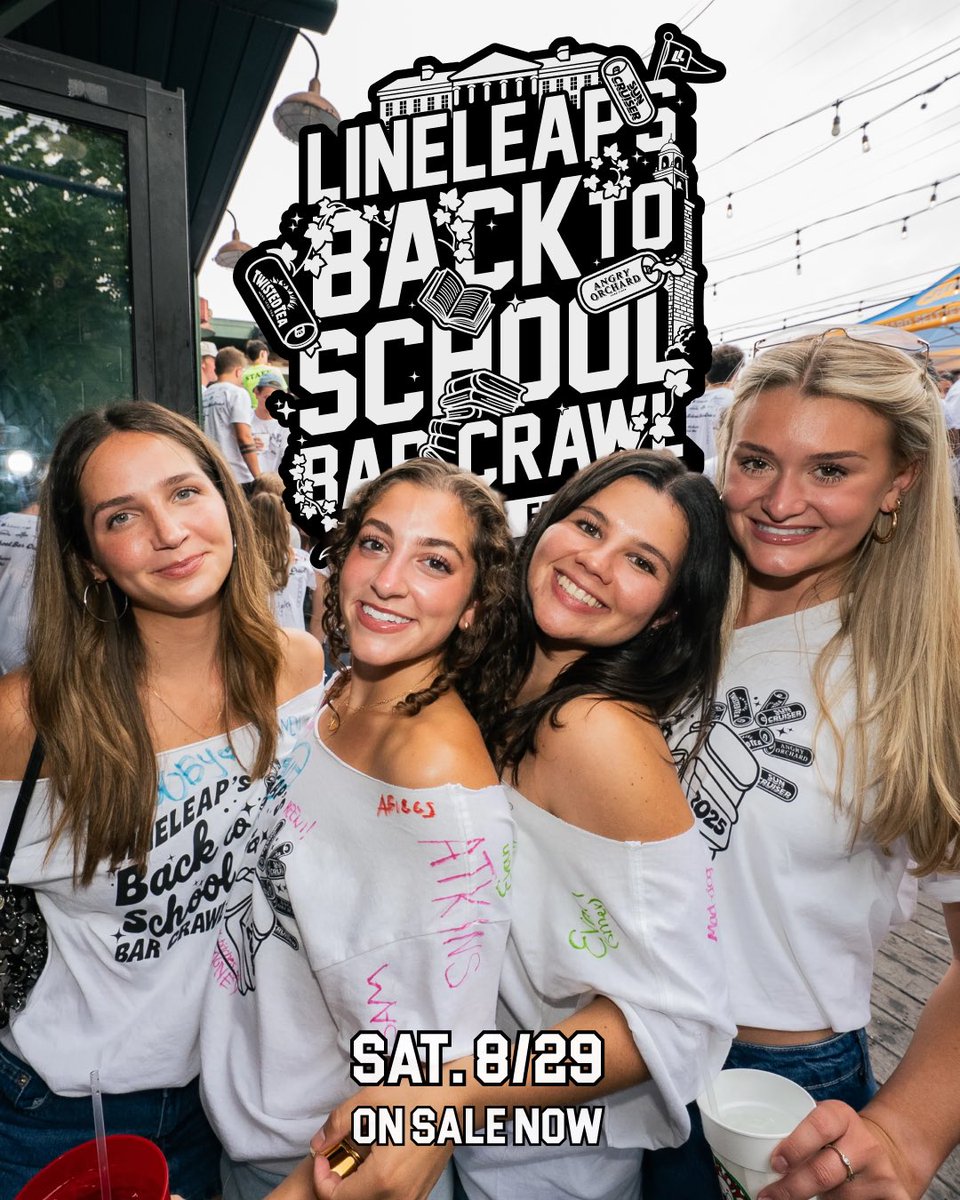 OleMissChicks's tweet photo. 📚🍺 LineLeap’s Back to School Bar Crawl is almost here!

👕 Get your shirt in the LineLeap app—or earn it FREE.

🎮 Play games in the Points tab, earn Points (5,000 Point first-game bonus), and redeem at checkout.

❤️ $1 from every shirt supports @safebarnetwork. https://t.co/Hwhr8v92lG