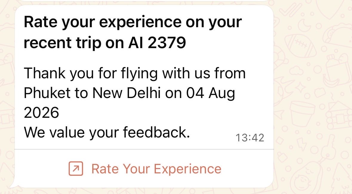 minchen_t's tweet photo. The only communication I’ve received from Air India so far. Truly an unforgettable experience - for all the wrong reasons. https://t.co/5PA8kFJgqF