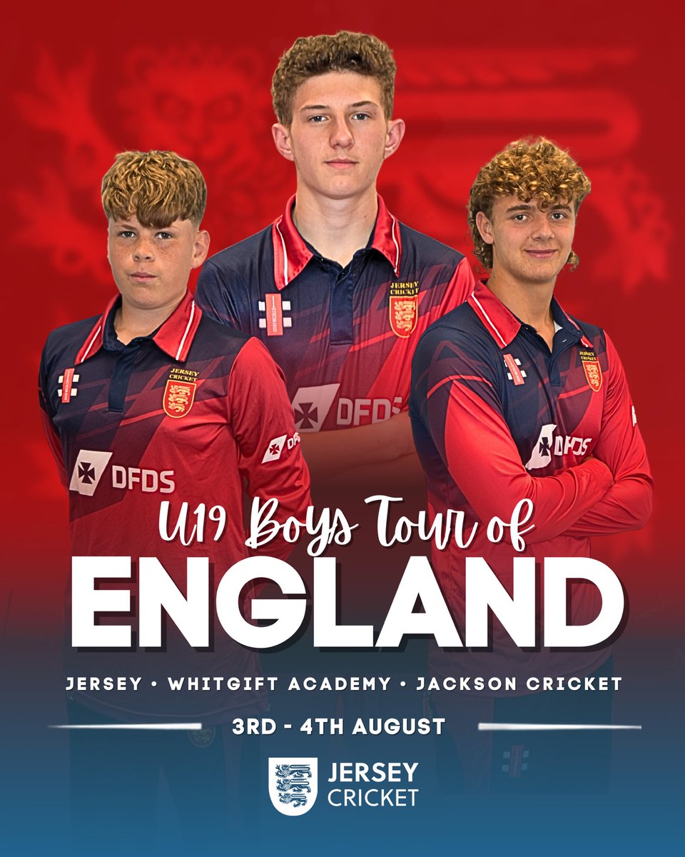 cricketinjersey's tweet photo. 🔴 U19 BOYS TOUR OF ENGLAND 🔴
Two days, two games! 🏏
❌ Whitgift beat Jersey by 168 runs
🏏 Harben 27 | Bell 22
🎯 Gomersall 3/61 | Bennett 2/50
✅ Jersey beat Jackson Cricket by 117 runs
🏏 Derrien 112* | Vautier 50
🎯 Harben 4/8 | McGuinness 3/16
#backingred https://t.co/o74xvhNeI3