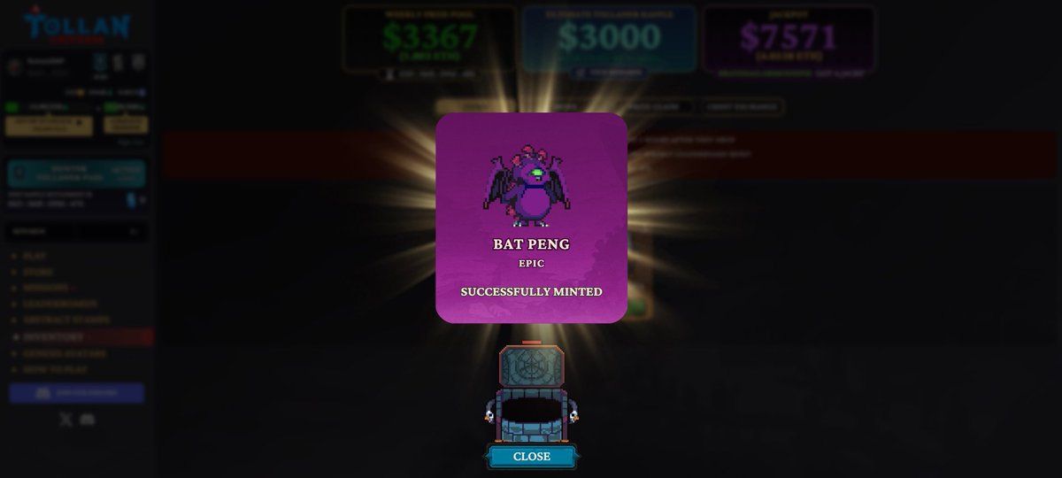 Shard_Scout's tweet photo. 🦇 EPIC Bat Peng unlocked!
I won 5 Penguin Boxes in the weekly raffle and decided to open them all.
One of them contained this EPIC Bat Peng. 💜
Huge thanks to @TollanUniverse &amp; @AbstractChain !
#Abstract #NFT #GameFi #Web3 https://t.co/jV4DpJYuhU