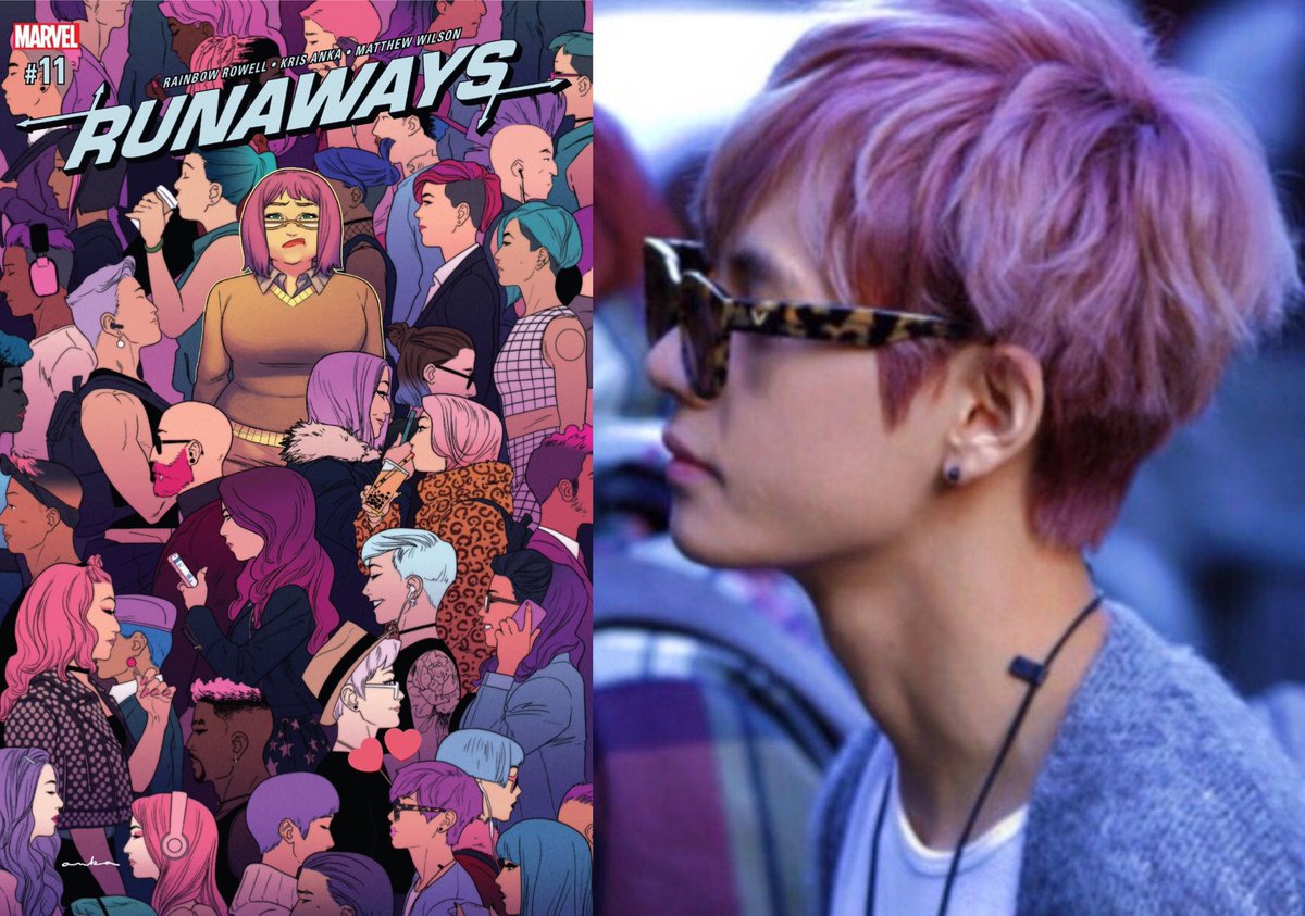 Hourlytaehyungi's tweet photo. Remember when taehyung was on marvel runaways comic cover https://t.co/YLWMEJabDk