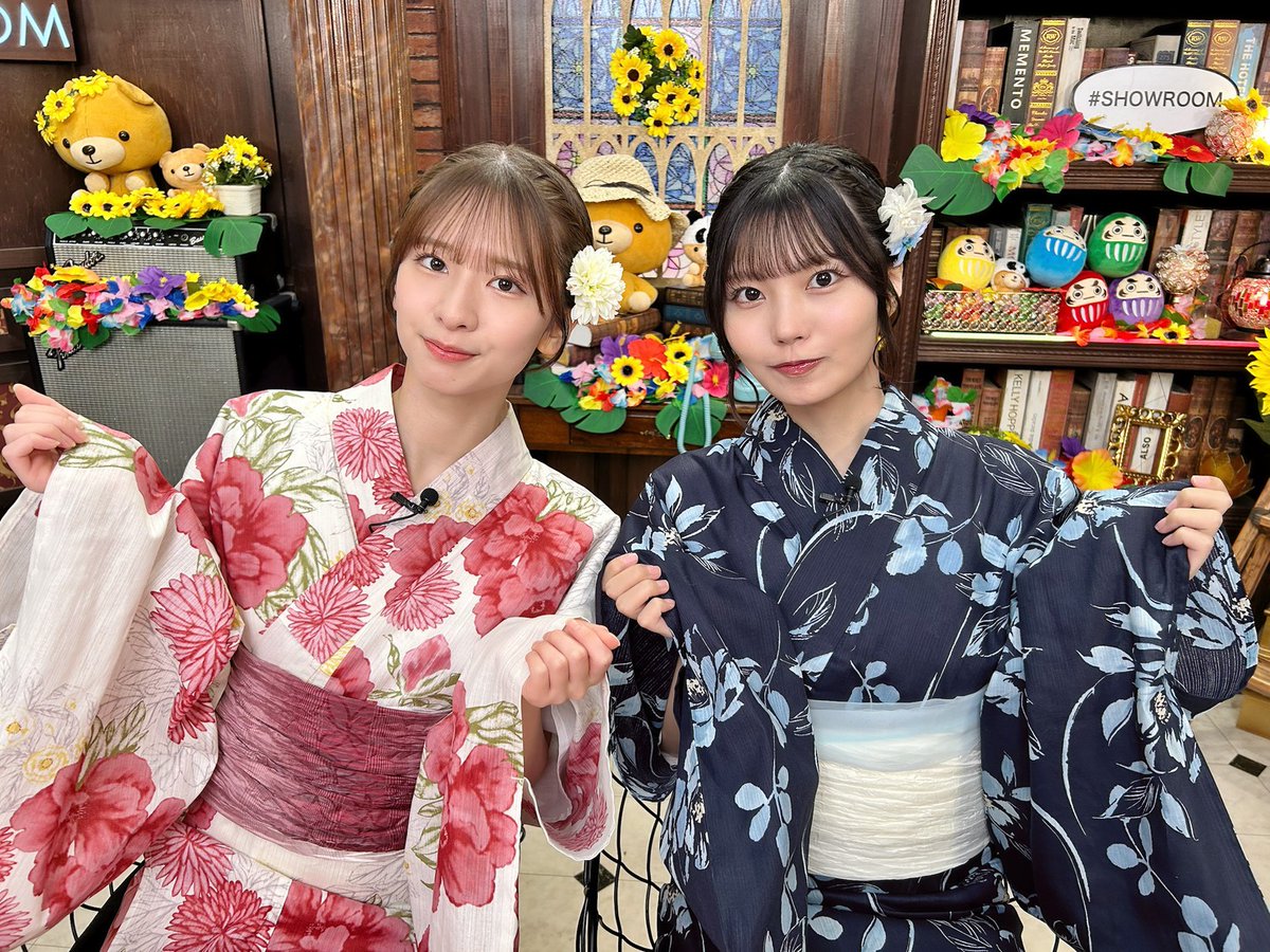 SHOWROOM_jp's tweet photo. 本日の一枚📸✨
#猫舌SHOWROOM
「#乃木坂46にゃんば〜1」 
~真夏の浴衣スペシャル👘~
ご視聴ありがとうございました🍉

出演：#菅原咲月 #中西アルノ 

次回配信は8/12(水)19時〜予定です、お楽しみに🍧
https://t.co/c2xJ76KiC2
@nogizaka46 https://t.co/SFIcDemk6C