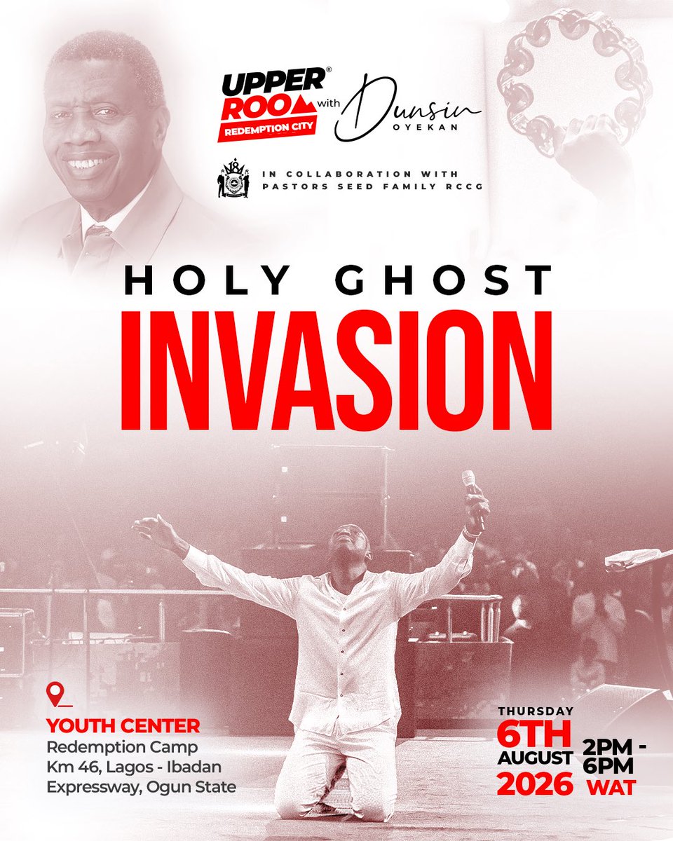 DunsinOyekan's tweet photo. Tomorrow will be a Revival time with the Holy Ghost!!!

This is a very prophetic and unusual meeting! 

See you at the Redemption City!!! https://t.co/EkUd3zqJhD
