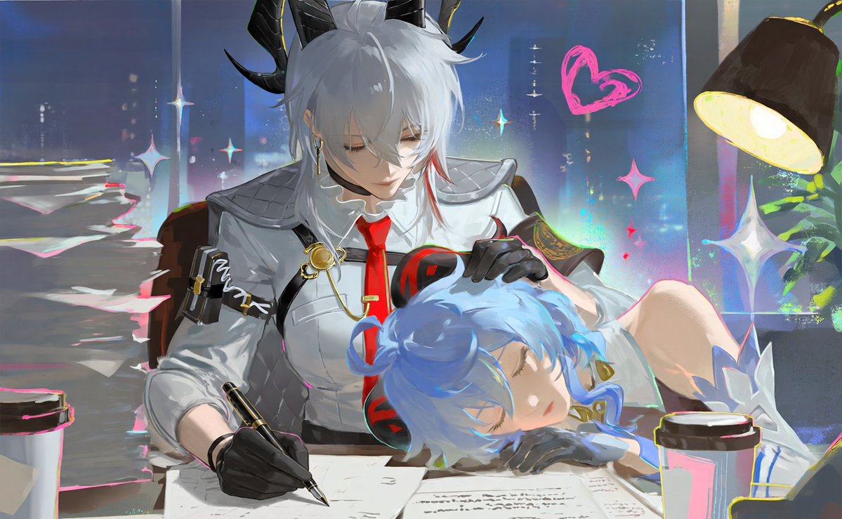 kyoshi9977's tweet photo. The new intern fell asleep.

#WutheringWaves #GenshinInpact #pixai https://t.co/Gj3rVhrp5r