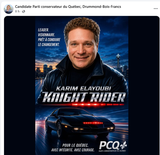 Carolin75940848's tweet photo. Le cousin de Jeff Fillion qui copie les messages de Trump et se prend pour un acteur😂

Pour le Québec avec intégrité etc.  Pour le Québec??

Le  même Karim Elayoubi qui  disait aux jeunes de  moins de 30 ans de fuir le Québec.

Le PCQ d’Eric Duhaime est un front😉 https://t.co/tvkMh3FfLk