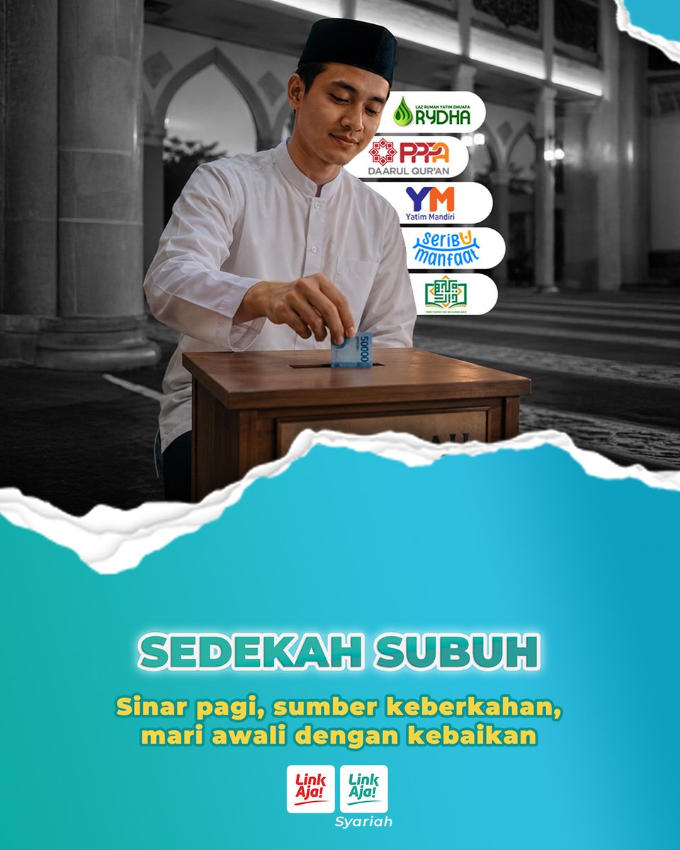linkaja's tweet photo. Sedekah subuh #BeresPenuhBerkah mulai waktu subuh dengan kebaikan melalui sedekah subuh. Sedekah kini lebih mudah dengan LinkAja Syariah. 

Cek tautan ini untuk sedekah subuh https://t.co/OEt3Qe04Cp

Customer Service: https://t.co/WVrOoo35o0 https://t.co/7khhox986W