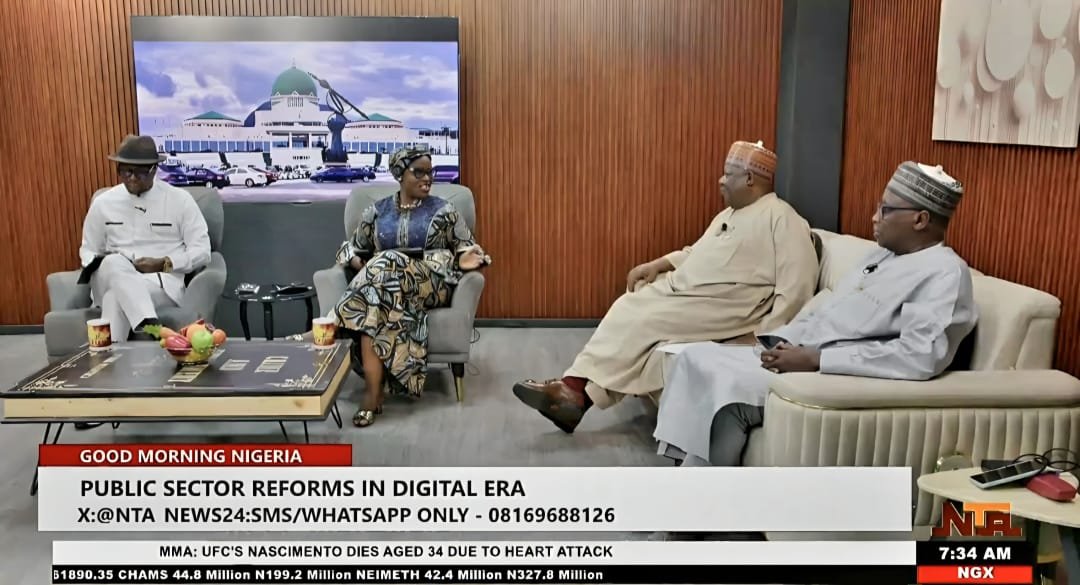 DBI_Education's tweet photo. PHOTO SPEAKS:

DBI REPRESENTED ON NTA'S GOOD MORNING NIGERIA

Mr. Emeka Nzeih, the Head, Learning & Development (DBI), represented the President/CEO of the Digital Bridge Institute (DBI),  David Daser, on the Nigerian Television Authority (NTA) flagship programme, Good Morning Nigeria.

The engaging discussion focused on "Public Sector Reforms in the Digital Era," bringing together the Director-General of the Bureau of Public Service Reforms (BPSR), Dr. D.I Arabi,  and other distinguished panelists to examine how digital transformation is reshaping governance, service delivery, and institutional efficiency in Nigeria.

DBI's participation underscored the Institute's unwavering commitment to advancing digital capacity development and supporting public sector innovation in line with Nigeria's digital transformation agenda.