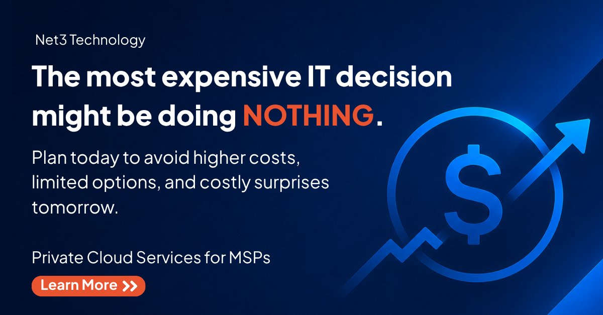 N3TTech's tweet photo. Many organizations are delaying infrastructure decisions, hoping prices stabilize, but...

Industry trends suggest the opposite.

If you're planning:

✔️ A hardware refresh
✔️ A VMware migration
✔️ Disaster Recovery improvements
✔️ Cloud modernization

Waiting could significantly increase your costs. The companies with the best outcomes over the next two years won't necessarily spend less—they'll simply plan earlier. Net3 has done the proper planning for the next 24 months, and we are working with customers NOW so they can avoid high prices and slow deliveries.

What does your infrastructure roadmap look like through 2028?

#CloudStrategy #Infrastructure #HybridCloud #CIO #ITLeadership
