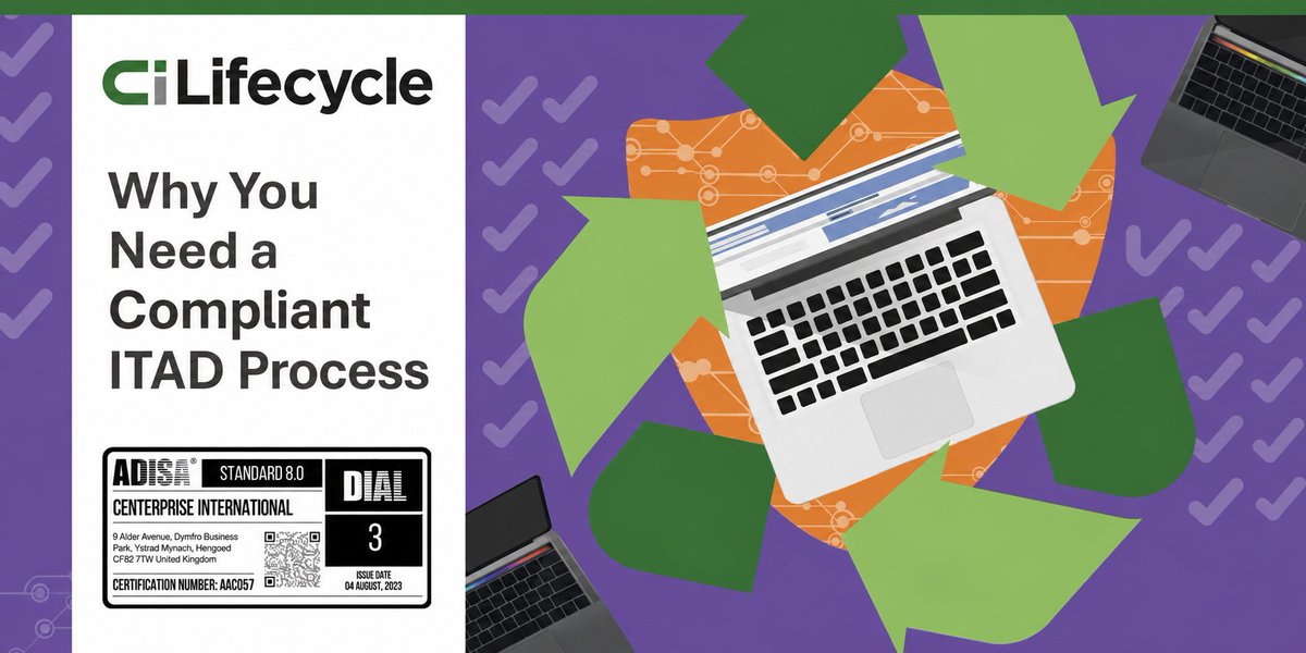 CiLifecycle's tweet photo. A compliant ITAD process protects data, supports regulatory requirements and creates a clear audit trail for every asset. Secure collection, sanitisation, tracking and certification show each device has been handled correctly.

Read more: https://t.co/YqtKN8Futo https://t.co/ZfBsF8P9I3