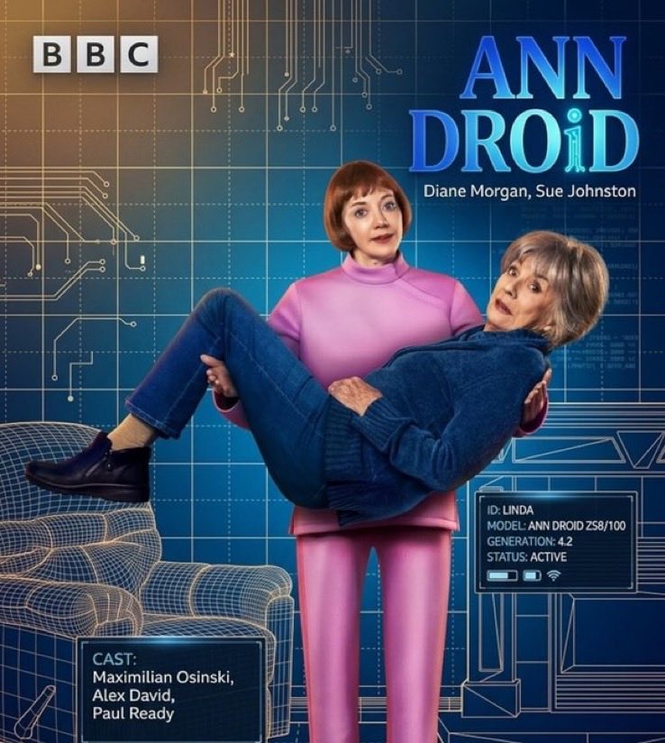 AnthonyOnTelly's tweet photo. My first post on here in months to say #AnnDroid is the best new comedy I’ve watched in several years. At moments it genuinely made me laugh out loud, and I’ve been repeating lines from it ever since watching it - Sue, Sue, Sue! Christmas Special and a Series 2 ASAP, please 🙏 https://t.co/PVp33M66P5