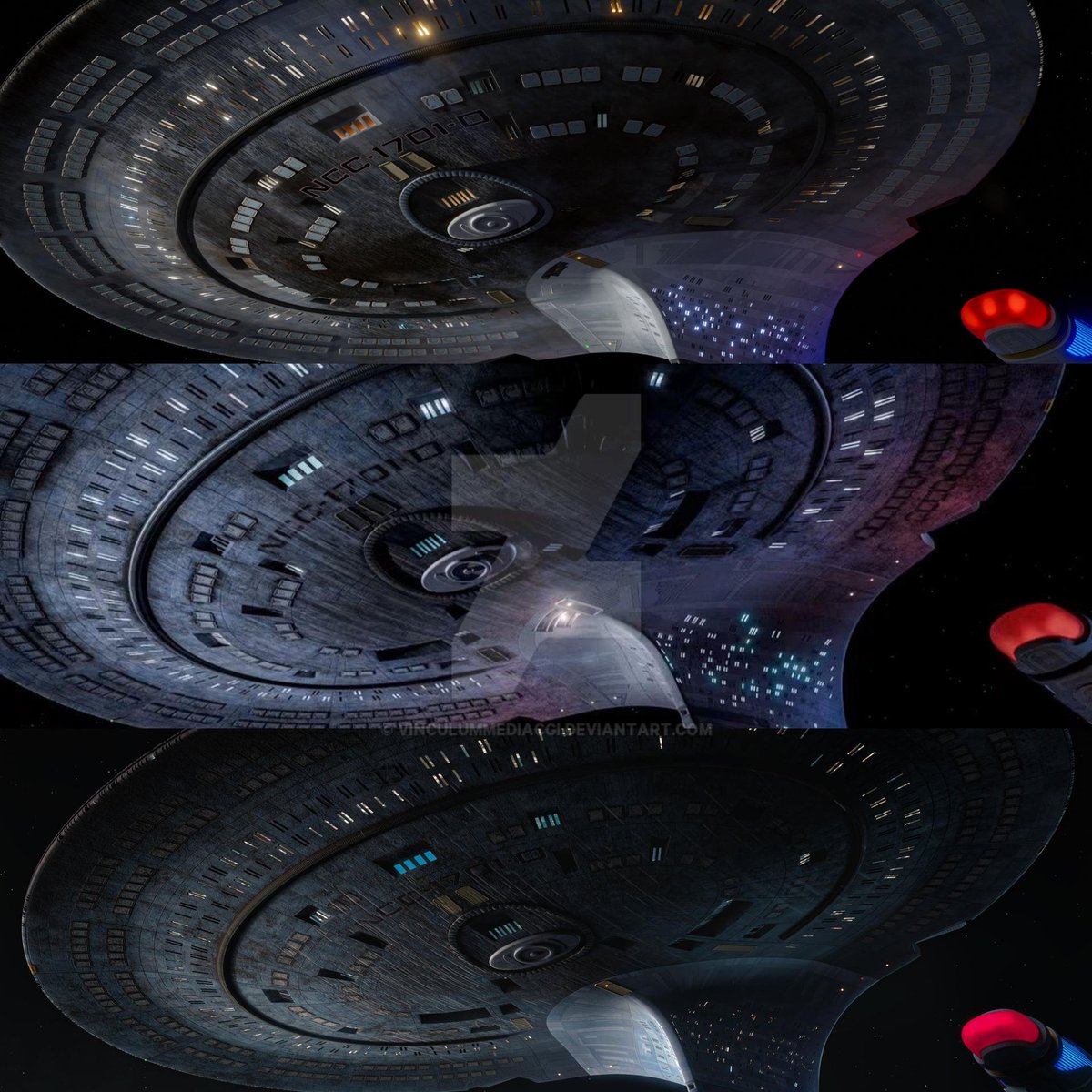 VinculumMediaCG's tweet photo. A visual representation of my learning 3d modeling. The "Syra-Prise" was my first big project I wanted to work on when I got into the 3d art side of things, and after 3 years I think I got it nailed down.

#StarTrek #StarTrekPicard #StarTrekLegacy #Syraprise #USSEnterpriseD https://t.co/OX30c0vBzP