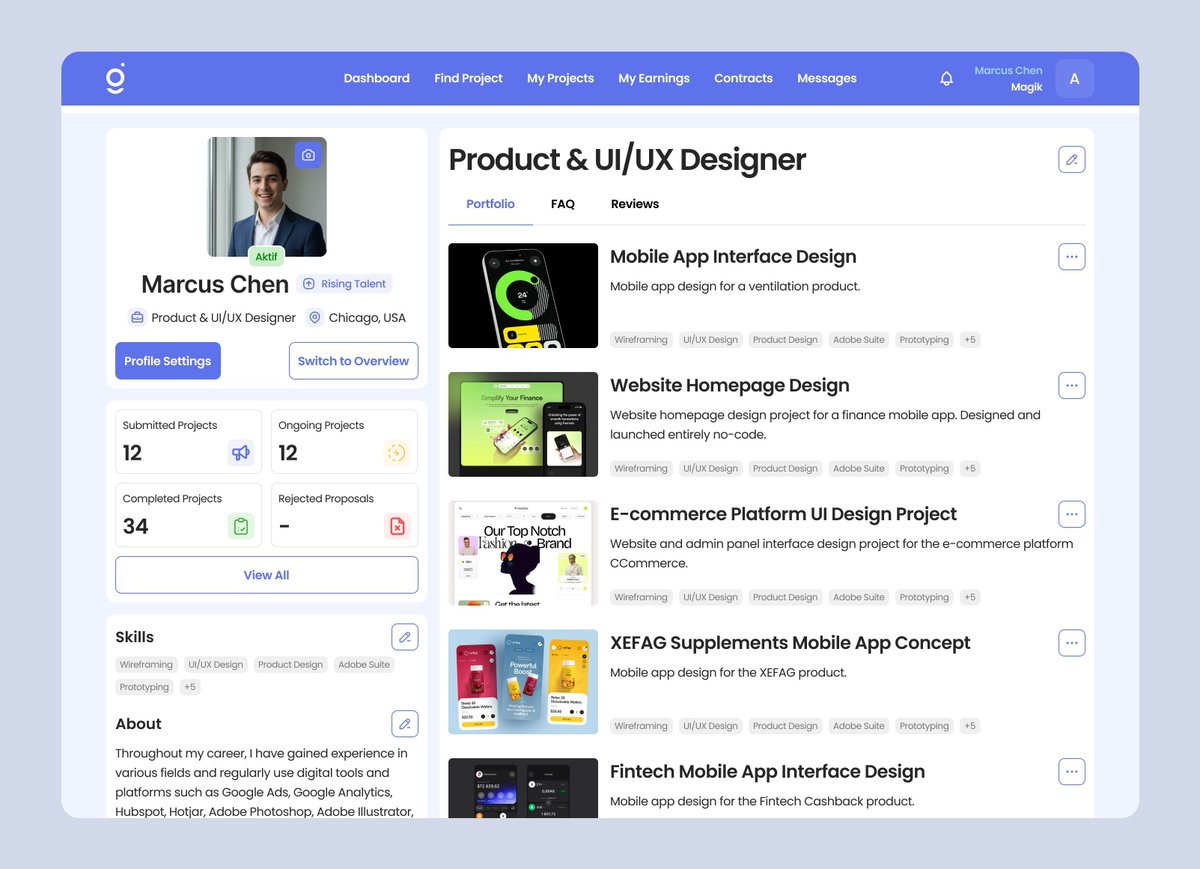 SarpSusuzer's tweet photo. Jobtogo isn't just a job board. It's the operating system for both sides of a freelance deal.

Companies get matching, contracts, tracking, invoicing, and payments in one dashboard. Freelancers get a place to find work, bid, negotiate, and get paid — even without a company to bill through.

Designing for two very different users, in one product, was the real problem. Here's where we landed.