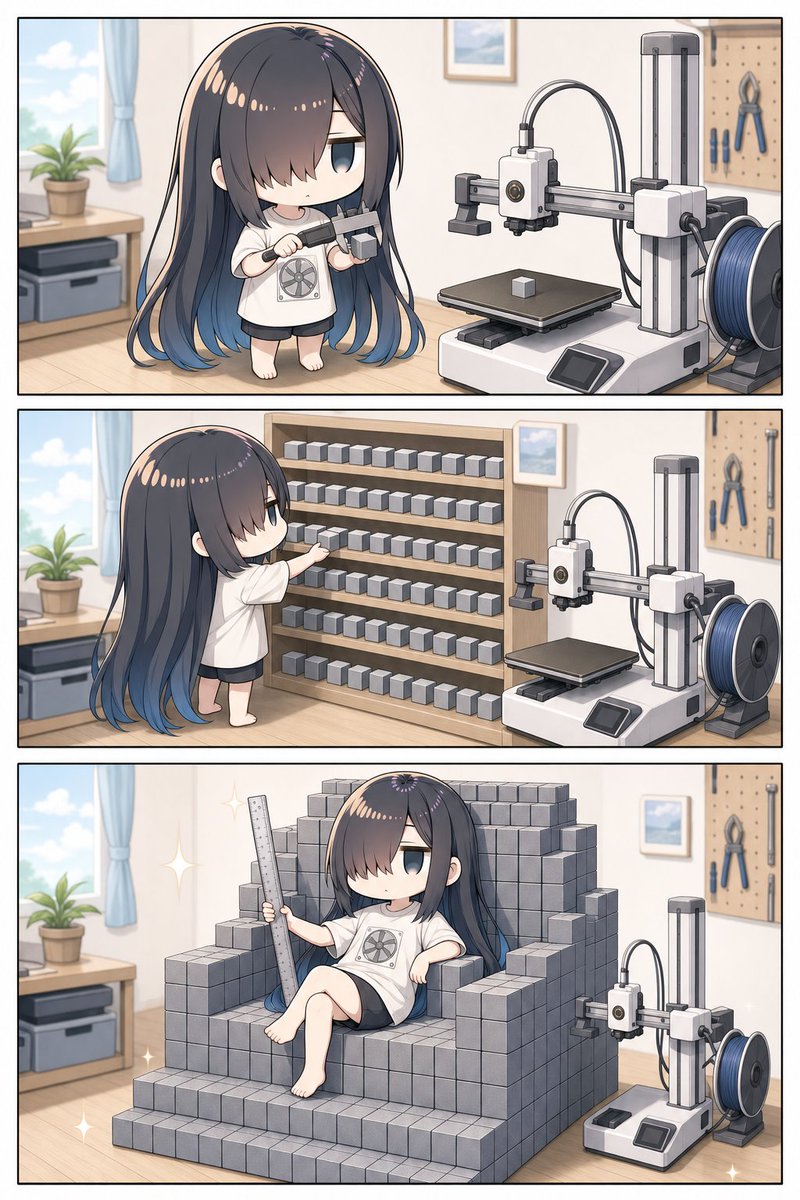 Pudding_tei's tweet photo. メカクレちゃん「きゃどはわからないけど まいくらは とくい」
３Dプリンターが泣いてるよ(・ω・) https://t.co/hr7vYt7FUQ