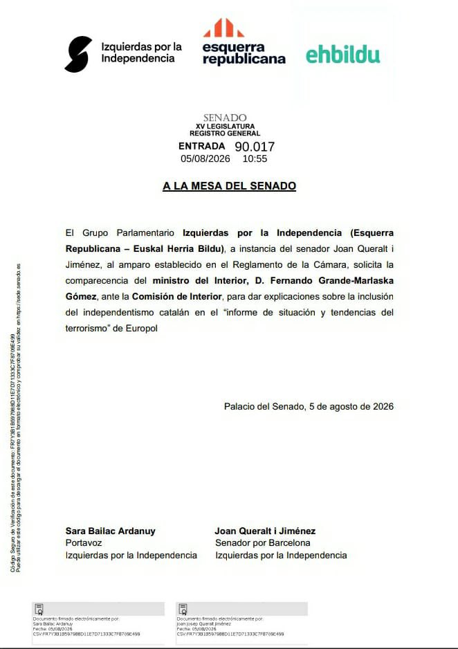 joanqueralt0000's tweet photo. Escàndol rere escàndol: o Marlaska creu que els indepes som terroristes o no té ni idea del que es cou a ca seva. 
Qualsevol de les dues alternatives resulta esgarrifosa. 
A veure som se'n surt en la compareixença que li acabem de demanar https://t.co/2LMztLoCKo
