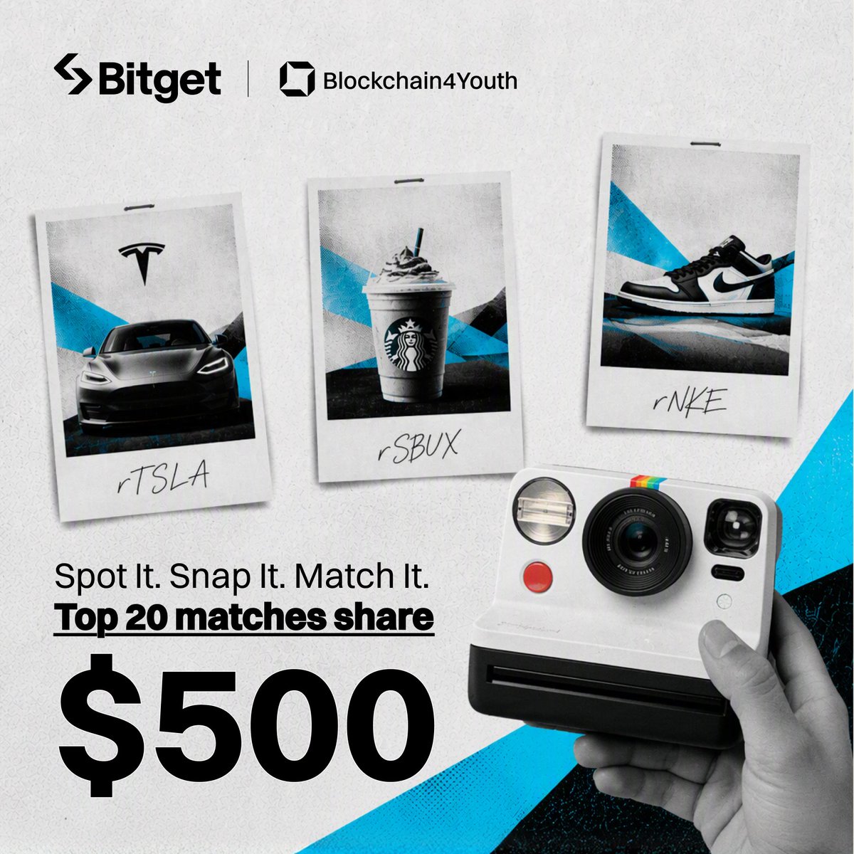 bitget's tweet photo. RWA is everywhere. Now show us what you can match.

🍎 iPhone → rAAPL
🚗 Tesla → rTSLA
💛 Gold shop → XAU
🍔 Big Mac → rMCD

Spot it. Snap it. Match it on Bitget.

Top 20 most creative matches share $500. Details below👇 https://t.co/oTxjYhKcGI
