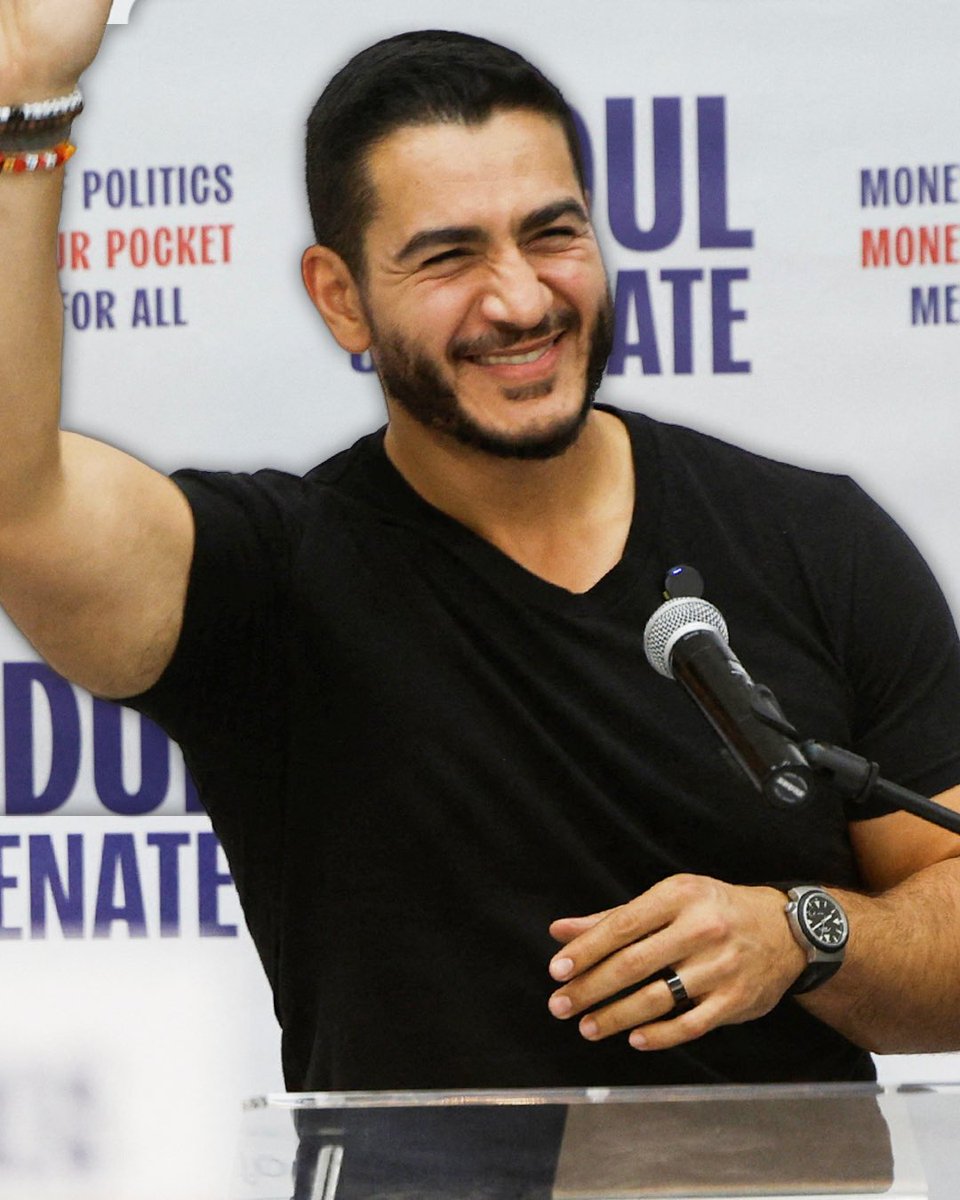 MeidasTouch's tweet photo. NEWS: Abdul El-Sayed has won the Democratic Primary for U.S. Senate in Michigan.

He will face off against Republican Mike Rogers in November. https://t.co/UOEH7T8jVo