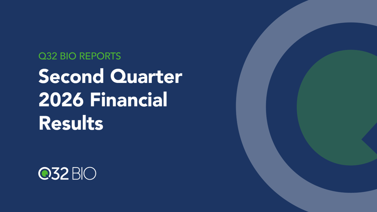Q32Bio's tweet photo. Today we reported second quarter 2026 financial results and provided a corporate update. Learn more: https://t.co/l3jbexLcRS
$QTTB https://t.co/7fva9tANPi