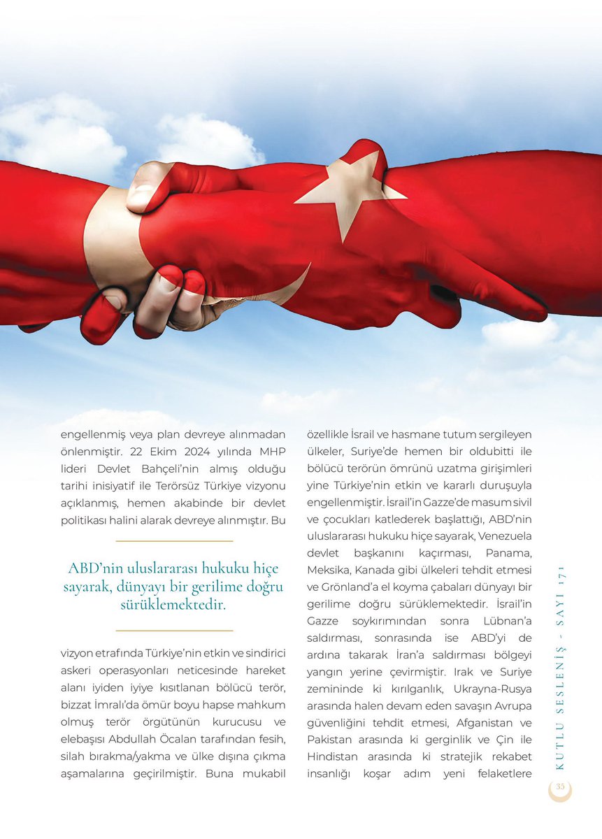 abdullahalg046's tweet photo. Kutlu Sesleniş Dergisi’nin 171.sayısında; “Türkiye’nin Zor Zaman Refleksi: Cumhur İttifakı ve Terörsüz Türkiye” isimli yazımla yer aldım.
Hayırlı okumalar dilerim.
@Yildiraycicek9 
@burakozcan https://t.co/r7S6Blmquo