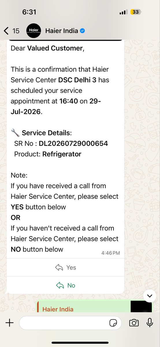utsavsahu's tweet photo. @IndiaHaier @VinaySa12021638 My complaint number is enclosed. @RelianceDigital is asking me the job sheet for this complaint. Then only they’ll reply to my complaint. Kindly provide me job sheet for this complaint number https://t.co/cmZ7BAmOpu
