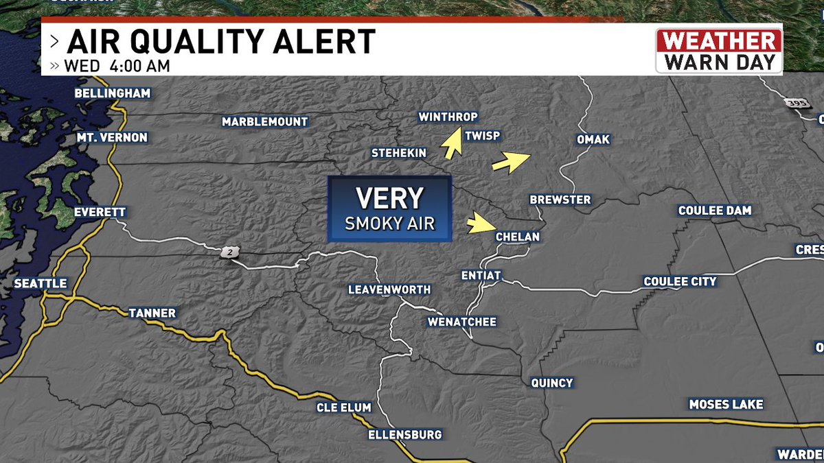 GWaldenWeather's tweet photo. Waking up to smoky skies, we're in the middle of a brief round of wildfire smoke and about to head into a mini heat wave. Fortunately, there's light at the end of the tunnel. It'll take a couple more days, but cooler, cleaner air is on the way. #wawx https://t.co/fTWzxgJZac