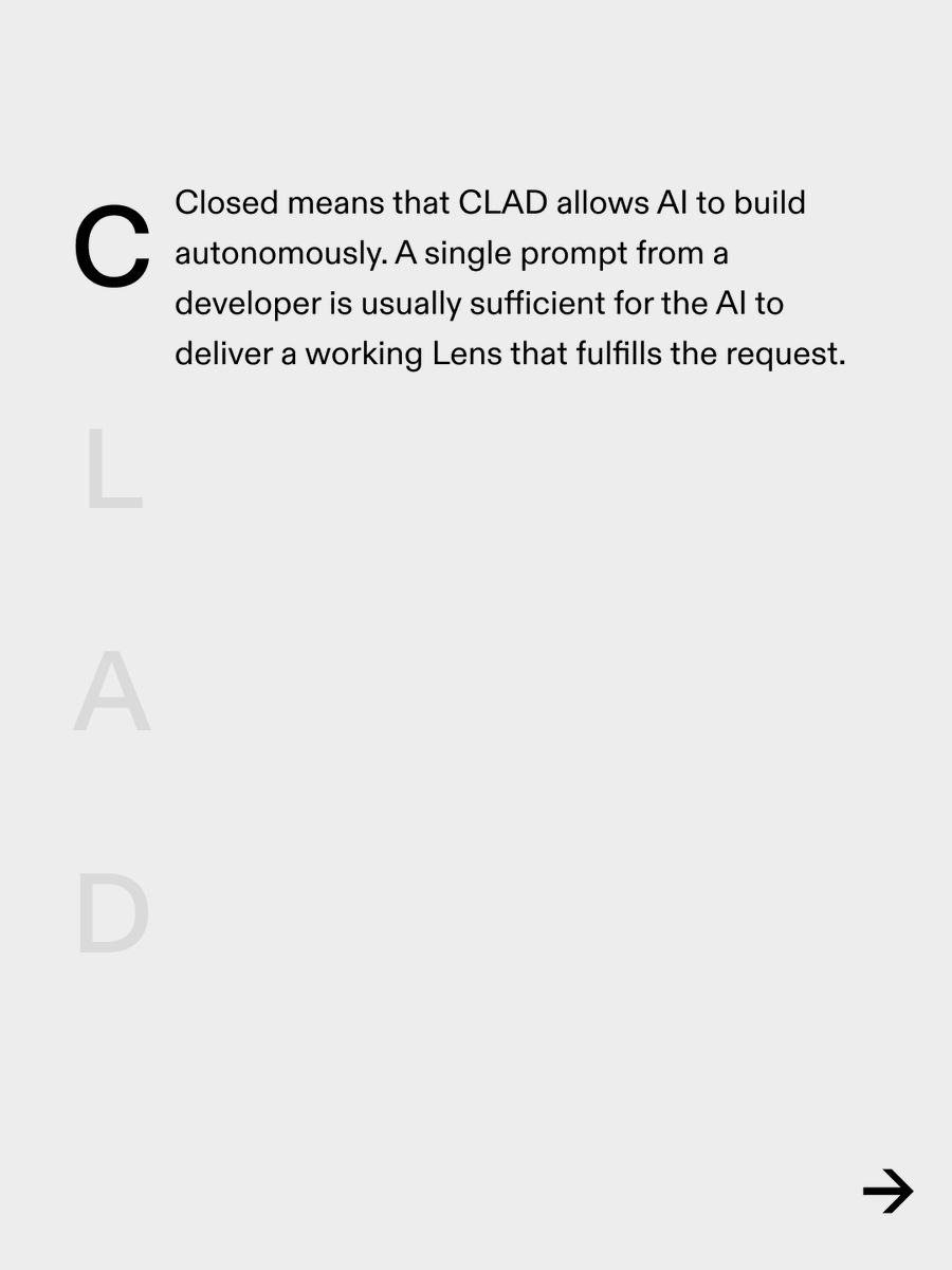 lenslist's tweet photo. What is CLAD?

The CLAD Summer Hackathon lets you explore an AI-powered workflow in Lens Studio that helps you design, build, test, and optimize Lenses. 

You don’t code it. You prompt it.

One prompt. Four weeks. A working Lens every time.
Build for SPECS without a device.

Learn more & register for all 4 challenges 👇
https://t.co/pZsxRTc9eX

@specsfordevs