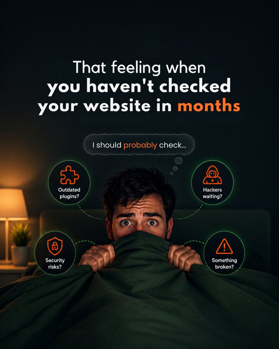 pressific's tweet photo. That feeling when you realise you haven't checked your website in months. 😬

Outdated themes and plugins can become an open door for hackers.

Learn more:
👉https://t.co/lhlA6tUqdA

#WordPress #WebsiteSecurity #WebsiteMaintenance https://t.co/MuI9RUORIY