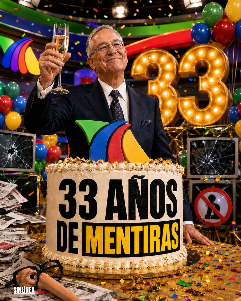 Jesus163429's tweet photo. 🚨🎂📺 ¡TV Azteca cumple 33 años!

Tres décadas vendiendo opinión como información, privilegios como libertad y mentiras como periodismo. 

Salinas Pliego puede presumir el aniversario… pero el historial no se borra con pastel y confeti. 🤥🥂

De: @SinLinea_Mx https://t.co/E2n8ZwMnw7