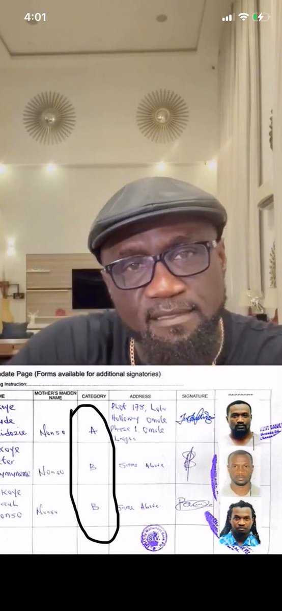 GeneralSnow_'s tweet photo. Una still dey defend Jude?

See the category?
It means that A and either B or C must sign to move money.
If the category is A, B, C, it will require  that the three brothers must sign before any withdrawal can be made.
Does it not make sense now that Jude could have convinced Paul to be on his side?

If Jude had no intention of doing anything wrong, why not make the signatories A, B, C?

I get it that Peter said something he shouldn’t have said about the Igbo language, which we all fought him about. But defending Jude at this point, with all the evidence we have seen so far, only shows that most of you are capable of being a Jude.

We have Jude on video saying his account officer used his own address to open a business account instead of the business address… Are you people mad?
So if I want to open a bank account for my CAC-registered business, my account officer will use his own address instead of the business address?
A business account that requires KYC o!

Una dey really dey ment.