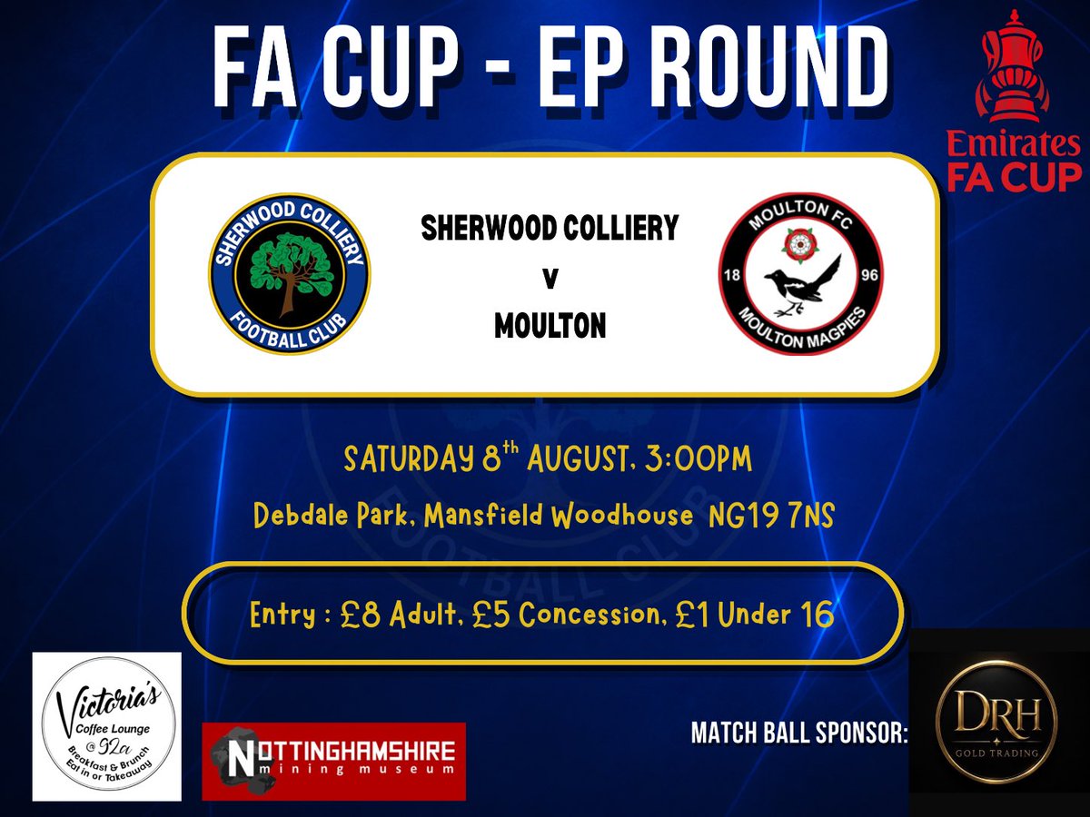 SCFC_08's tweet photo. Saturday sees us in FA Cup action as we face @MoultonFC in the EP Round. Special thanks to DRH Gold Trading, who are matchball sponsors. 🏆 https://t.co/hUK53wn7gl